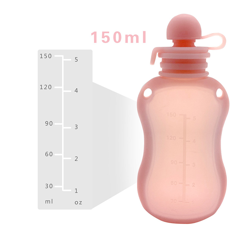Baby Food Pouches Reusable - 150 ml praktischer Milch-Aufbewahrungsbeutel, wiederverwendbar, Silikon,