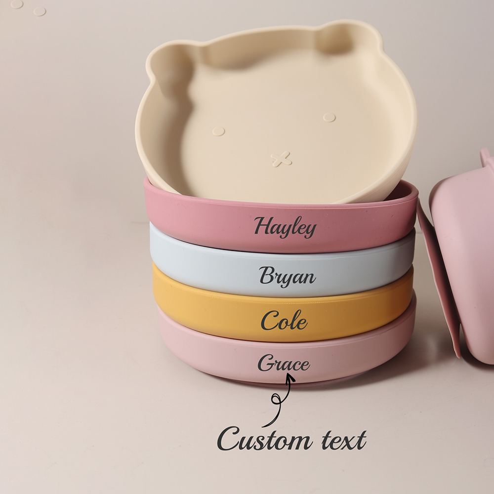 Baby Food Chart - Personalisierter Baby-Bärenförmiger Silikon-Fütterteller Mein Erster Bären-Teller