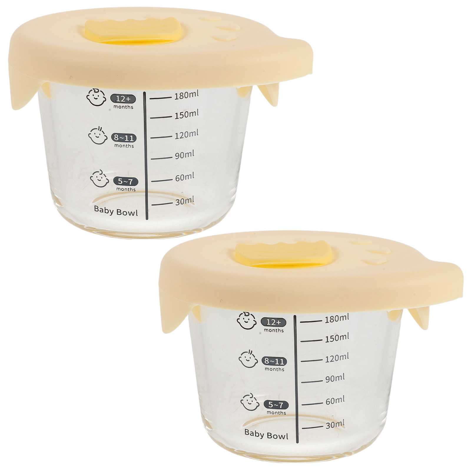 Baby Food Jars Glass - 2 Stück Baby-Nahrungsaufbewahrungsschalen aus Glas, auslaufsichere