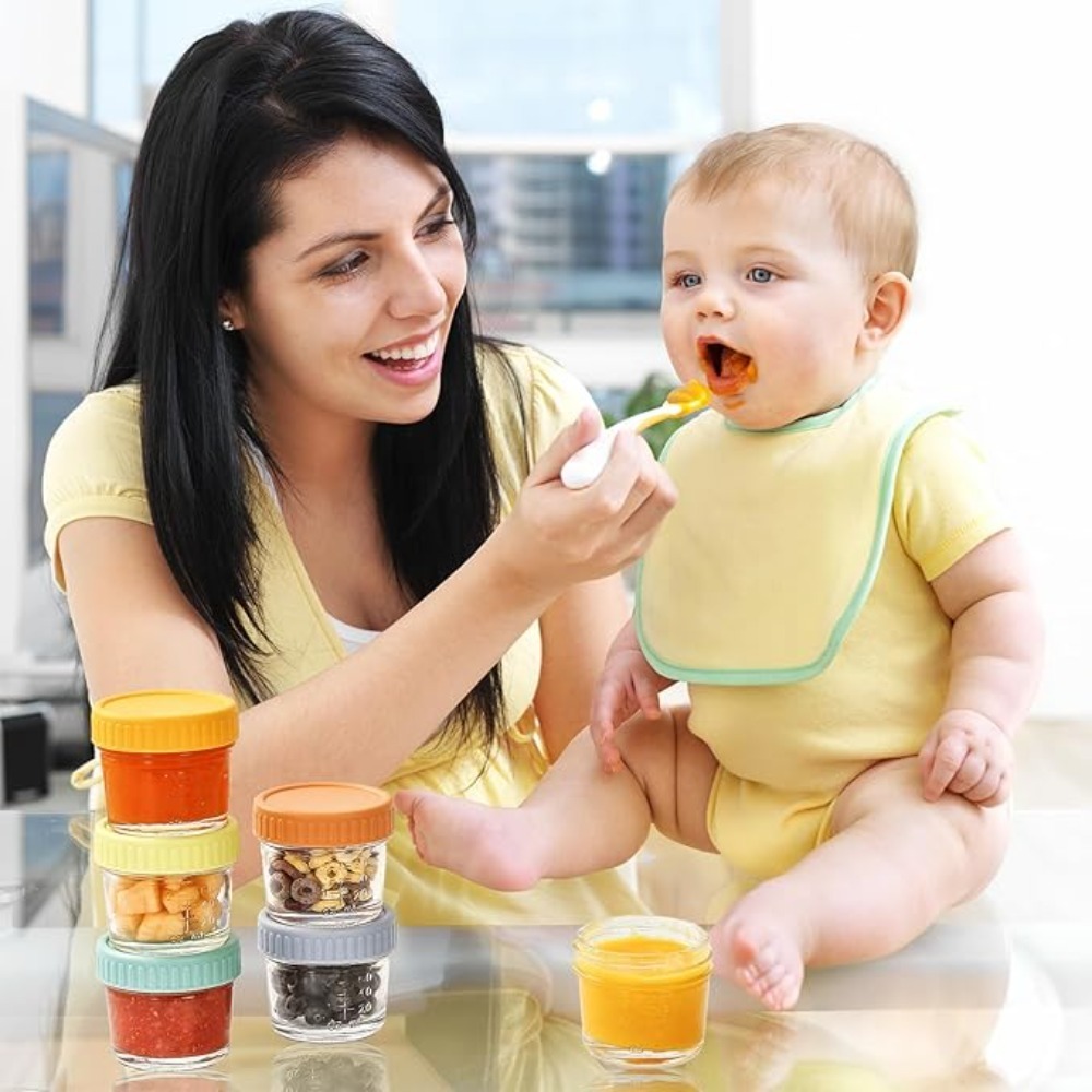 Baby Food In Jar - 6 Stück Glas-Babynahrungsgläser, wiederverwendbar, mit Skala,