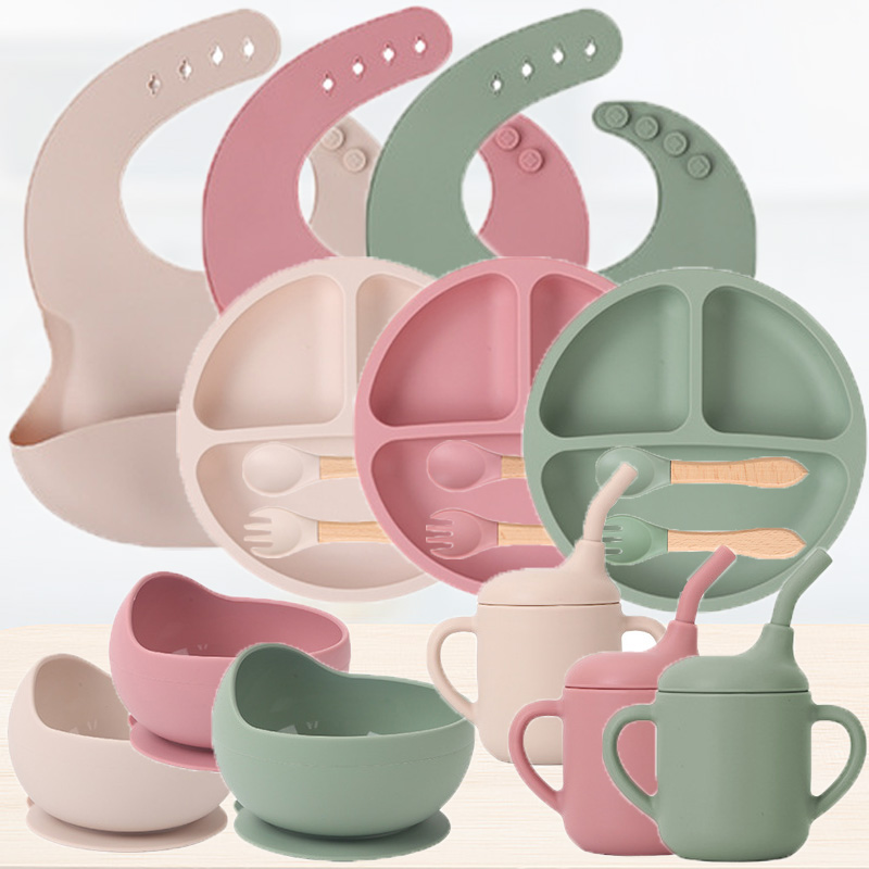 Baby Food Guide - Kinder-Silikon-Geschirr-Set für Babys, ergänzendes Essen, Training,