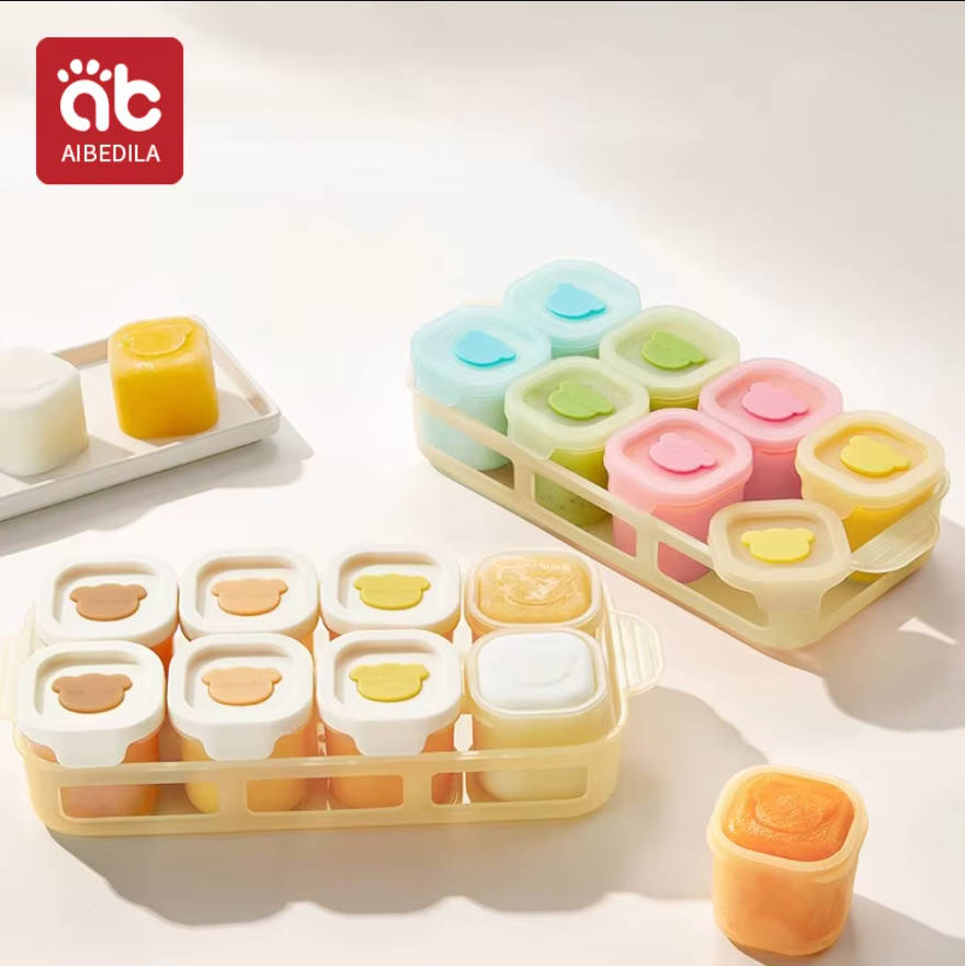 Baby Food Jars Glass - AIBEDILA Baby Silikon-Gefrierbehälter mit unabhängigen Fächern,