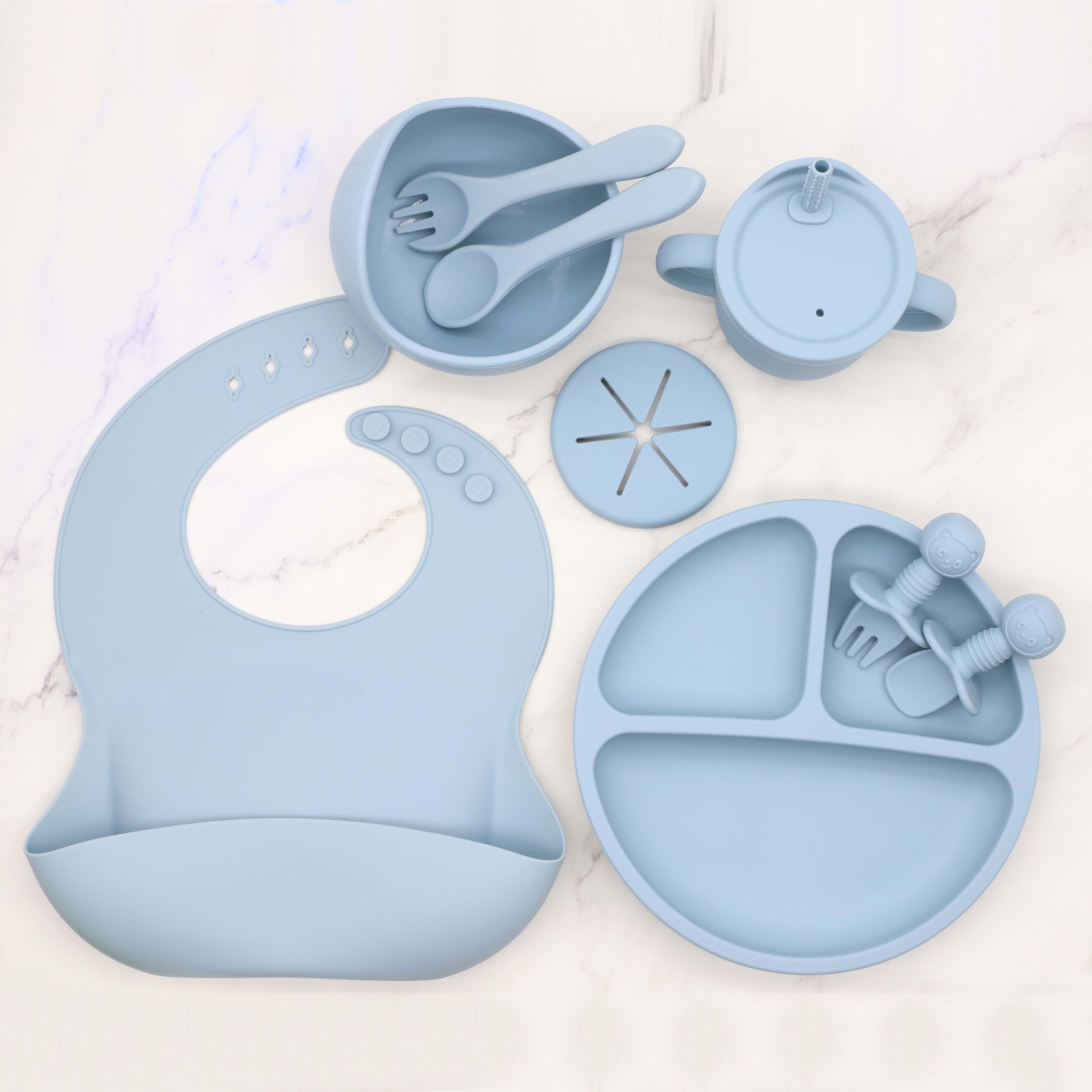 Baby Food Guide - Neues Geschirr aus lebensmittelechtem Silikon, 8-teiliges