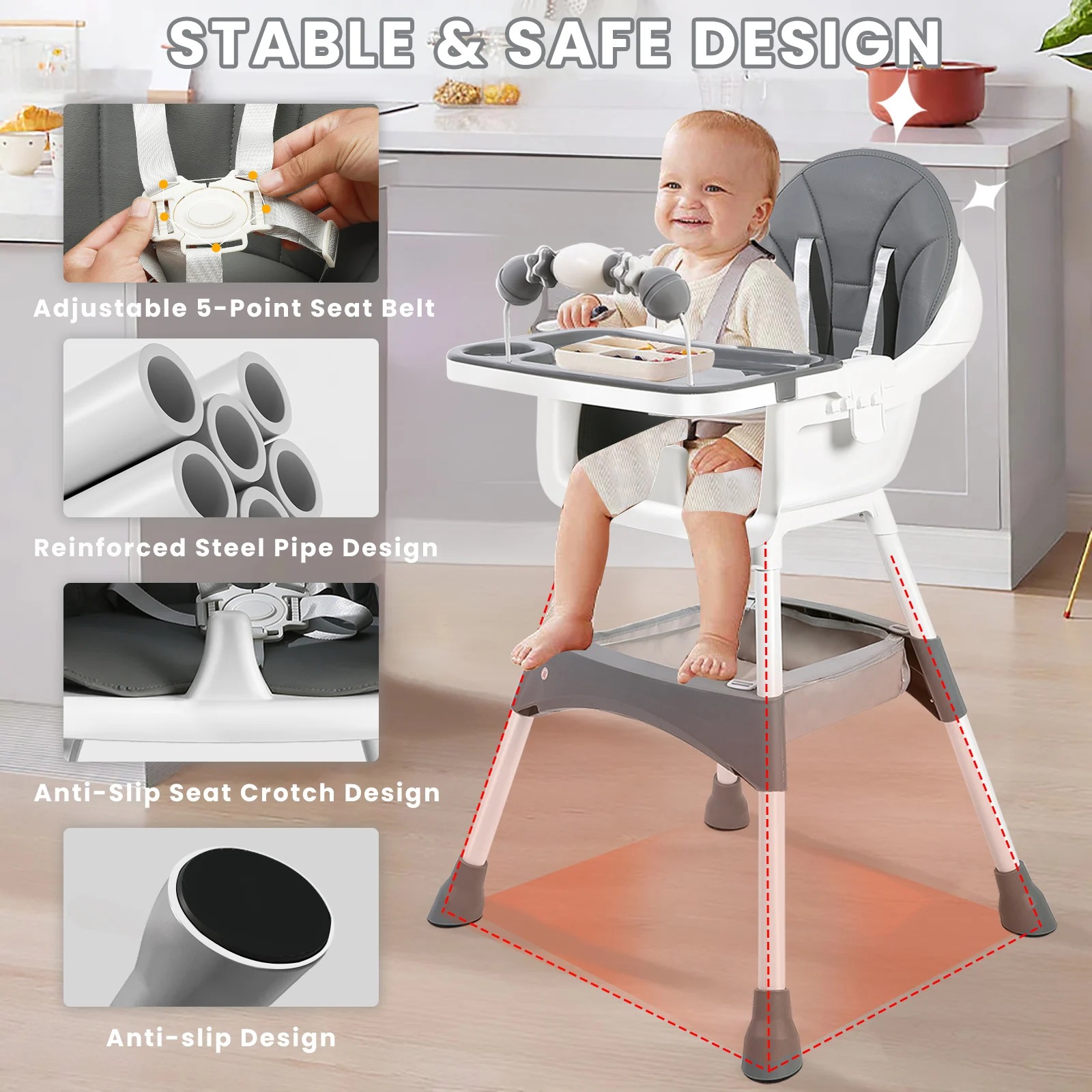 Verstellbarer Babyhochstuhl –  – Baby Food Chart Bewertung und Preis